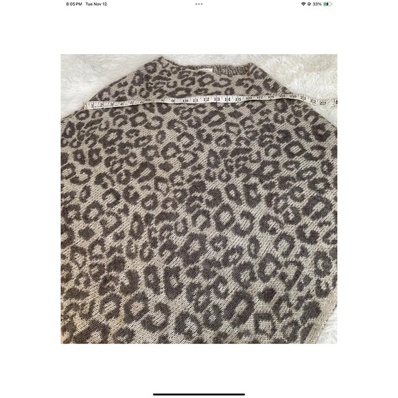 Nardi & Tagliaferri Mohair Wool Blend Leopard Print Poncho Sweater One Size - Picture 5 of 7